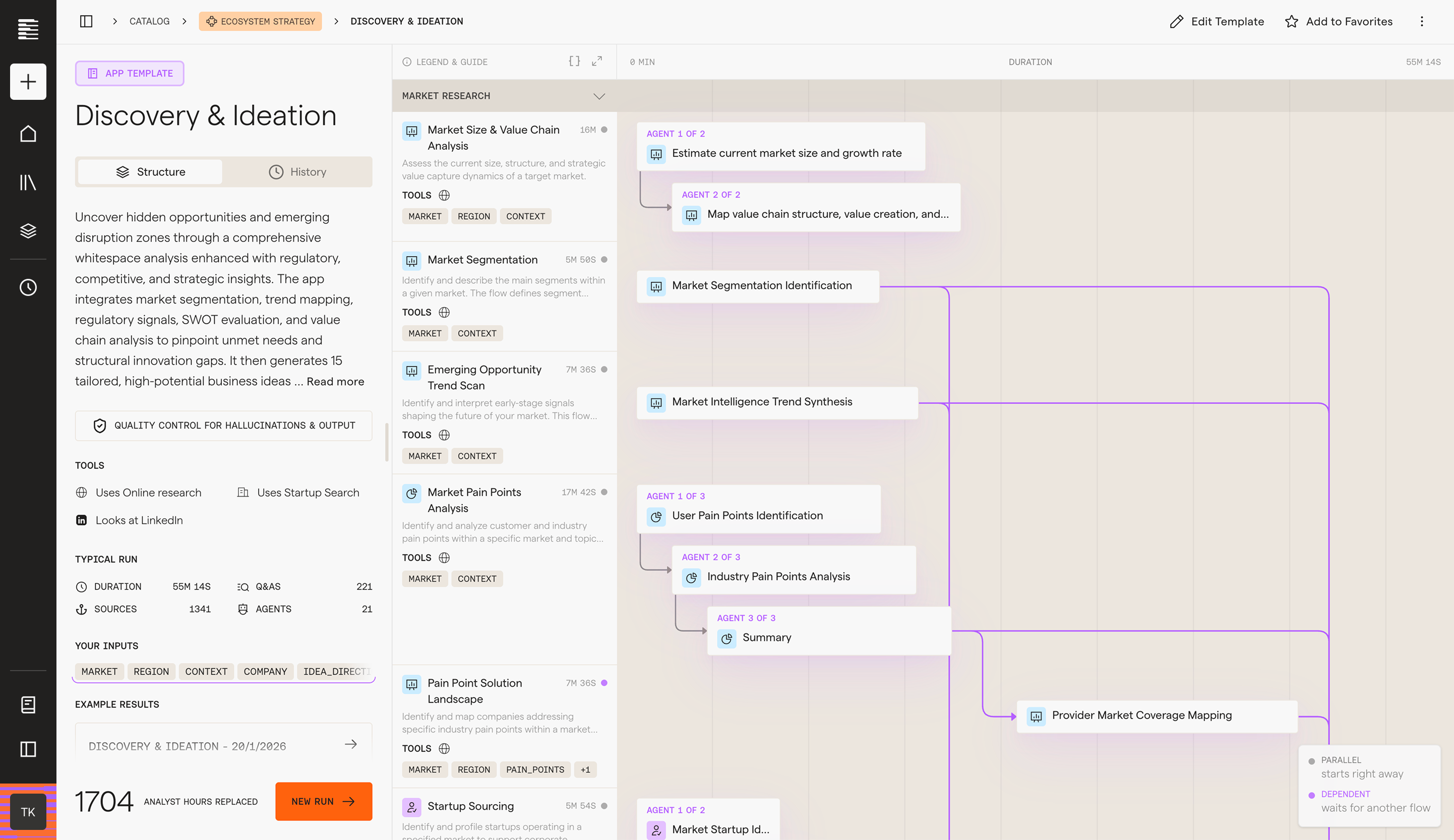 FifthRow app timeline preview